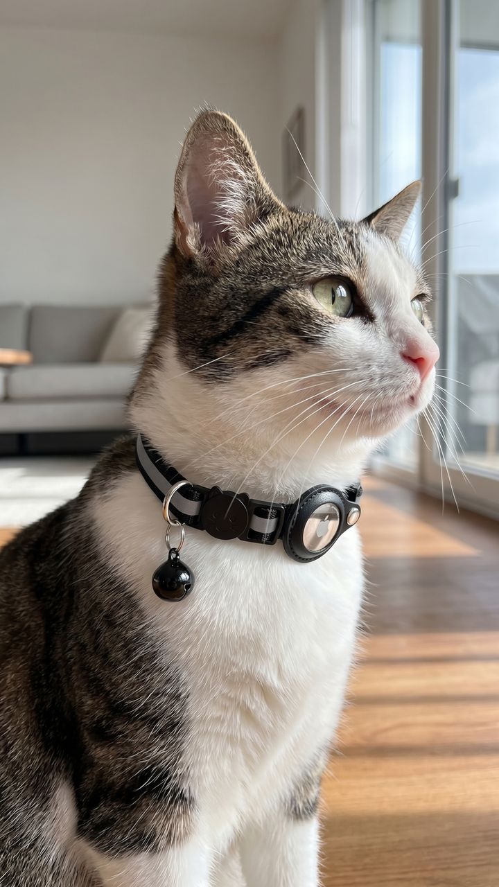 Cat Collar with Airtag Holder, Breakaway Design, Reflective Strips, and Bell