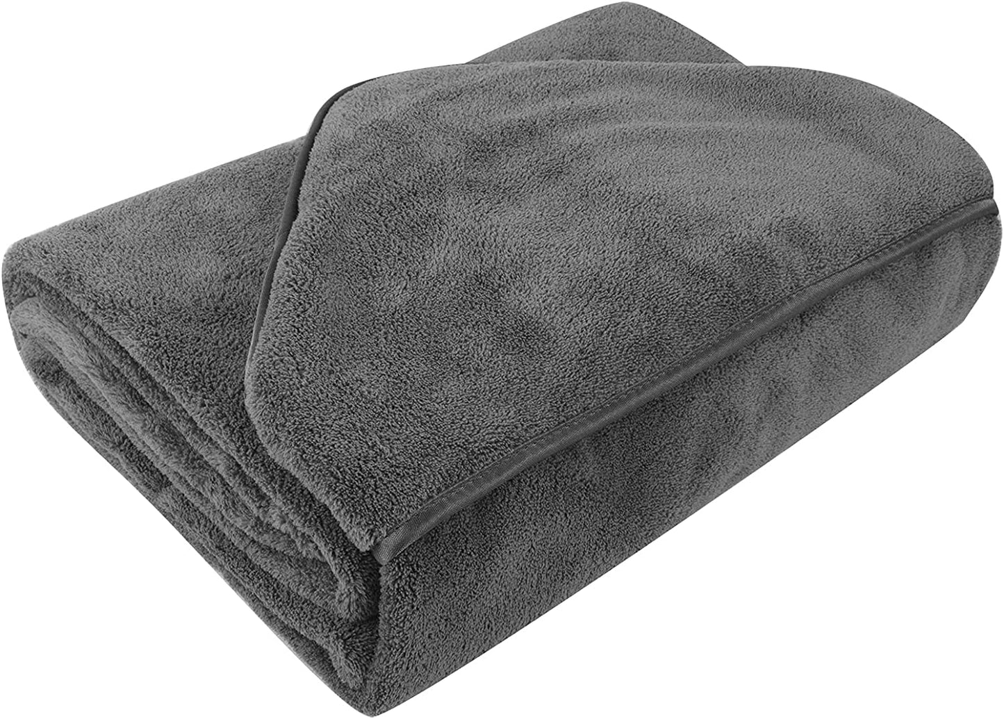 Super Absorbent Microfiber Hooded Bath Towel for Pets - Quick Drying Soft Robe for Dogs and Cats, 40x40 Inches (Grey)