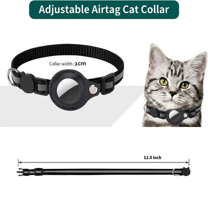Cat Collar with Airtag Holder, Breakaway Design, Reflective Strips, and Bell