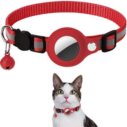 Cat Collar with Airtag Holder, Breakaway Design, Reflective Strips, and Bell