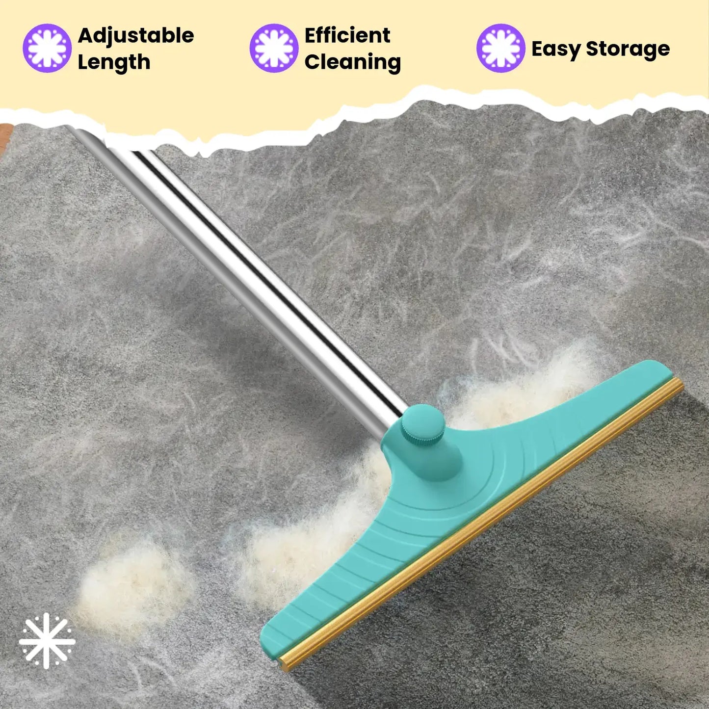 Adjustable Pet Hair Remover - Effective Pet Hair Removal Tool for Carpets and Floors
