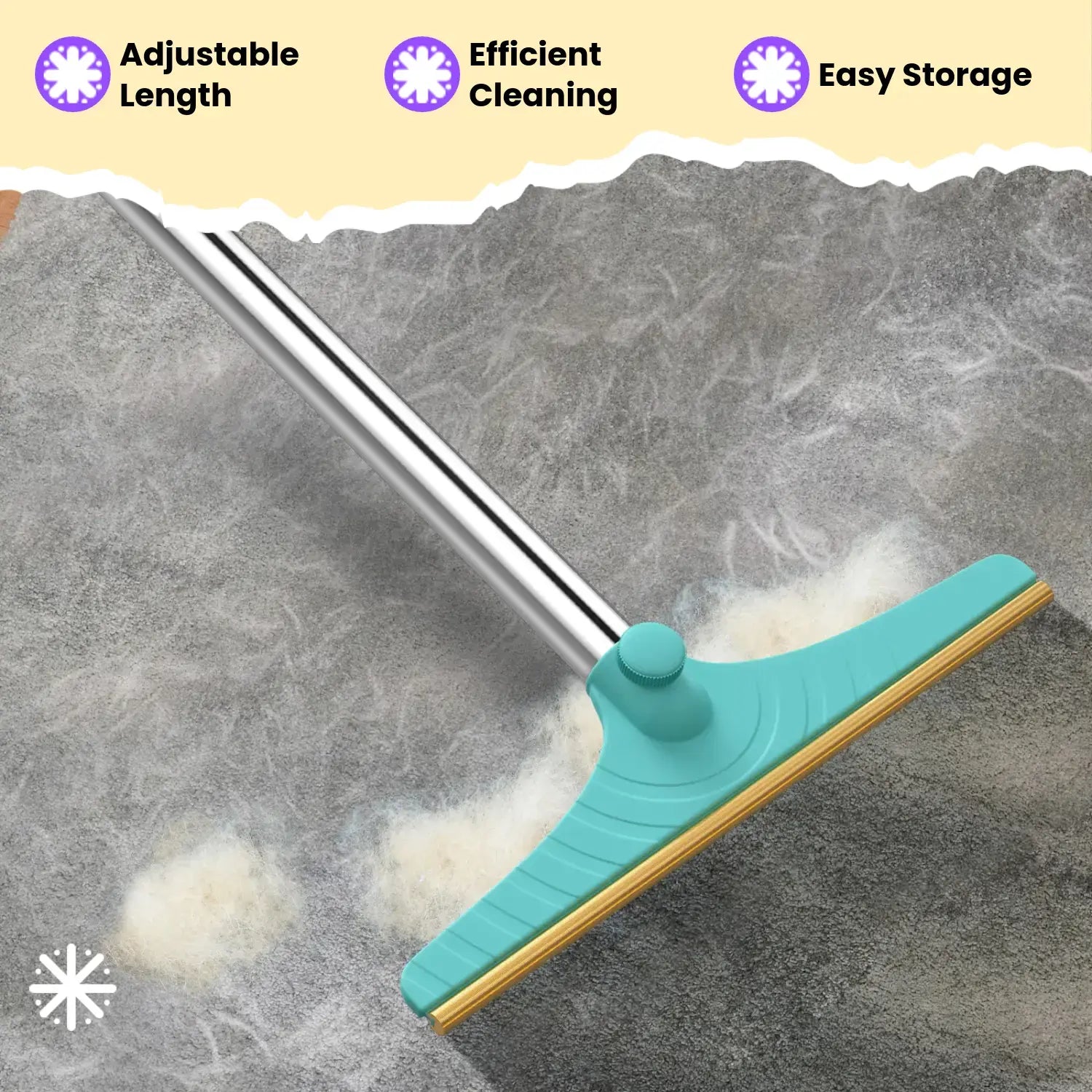 Adjustable Pet Hair Remover - Effective Pet Hair Removal Tool for Carpets and Floors