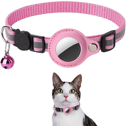 Cat Collar with Airtag Holder, Breakaway Design, Reflective Strips, and Bell