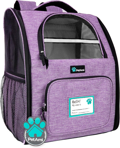 Ventilated Dog Backpack Carrier for Small Large Cat, up to 18Lbs Pet, Airline Approved Carrier, Purple