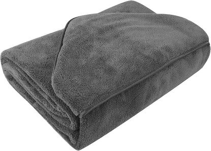 Super Absorbent Microfiber Hooded Bath Towel for Pets - Quick Drying Soft Robe for Dogs and Cats, 40x40 Inches (Grey)