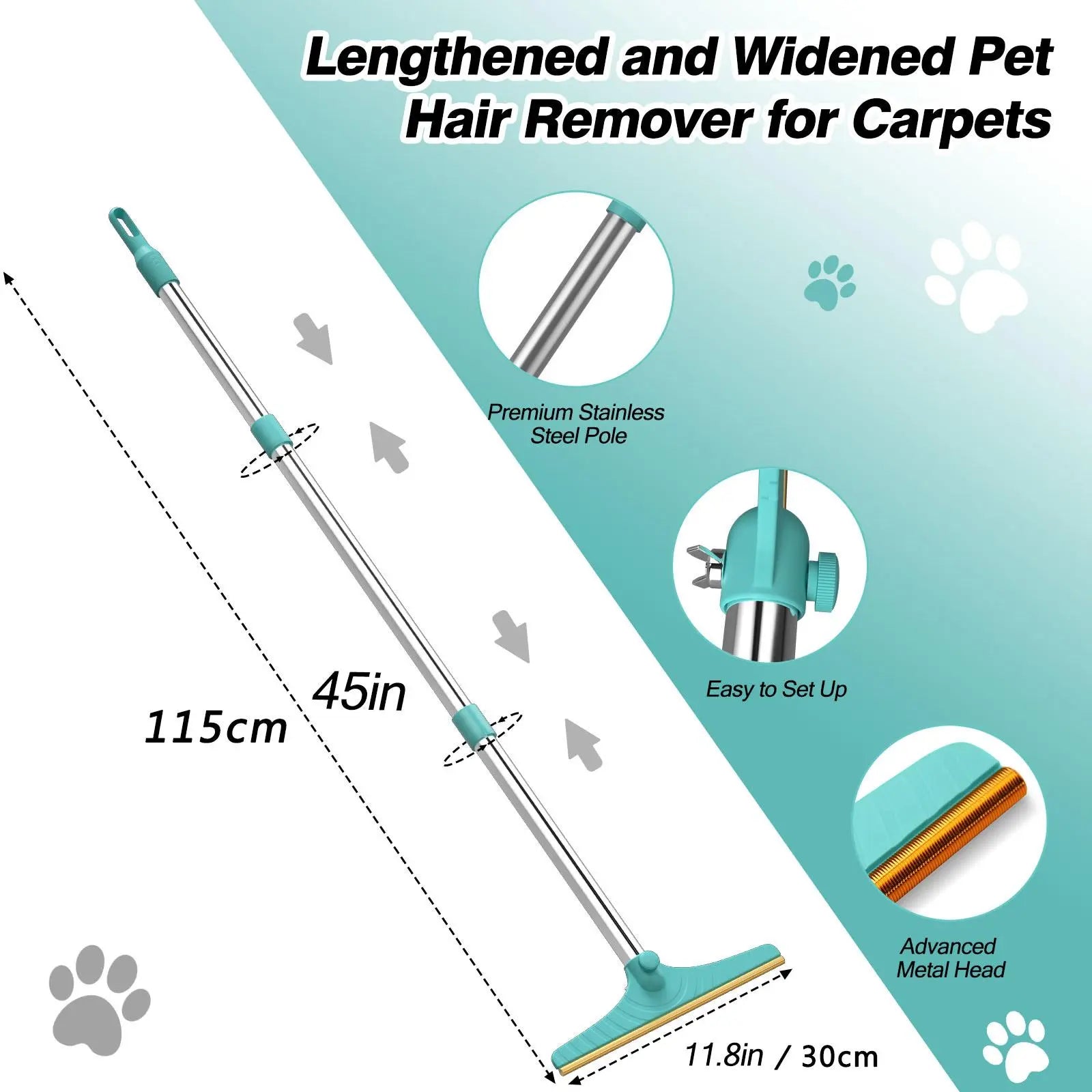 Adjustable Pet Hair Remover - Effective Pet Hair Removal Tool for Carpets and Floors