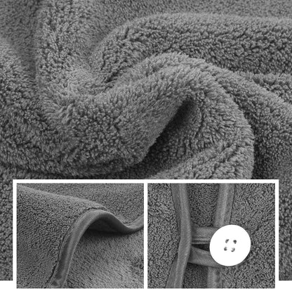 Super Absorbent Microfiber Hooded Bath Towel for Pets - Quick Drying Soft Robe for Dogs and Cats, 40x40 Inches (Grey)